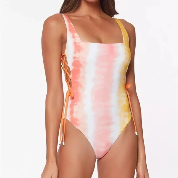 Sanctuary Womens Pink Desert Dreamer Square Neck Multicolor Swimsuit Size M - Picture 2 of 7